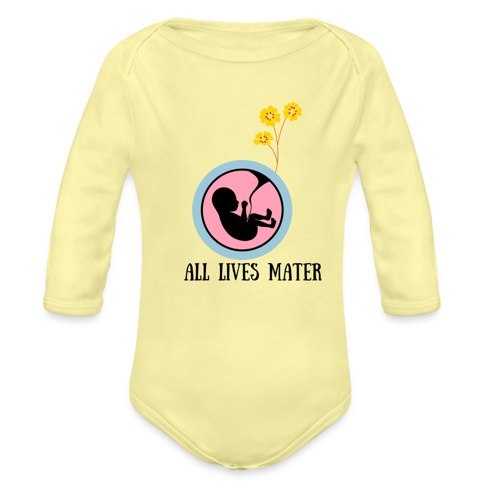 Organic Long Sleeve Baby Bodysuit washed yellow