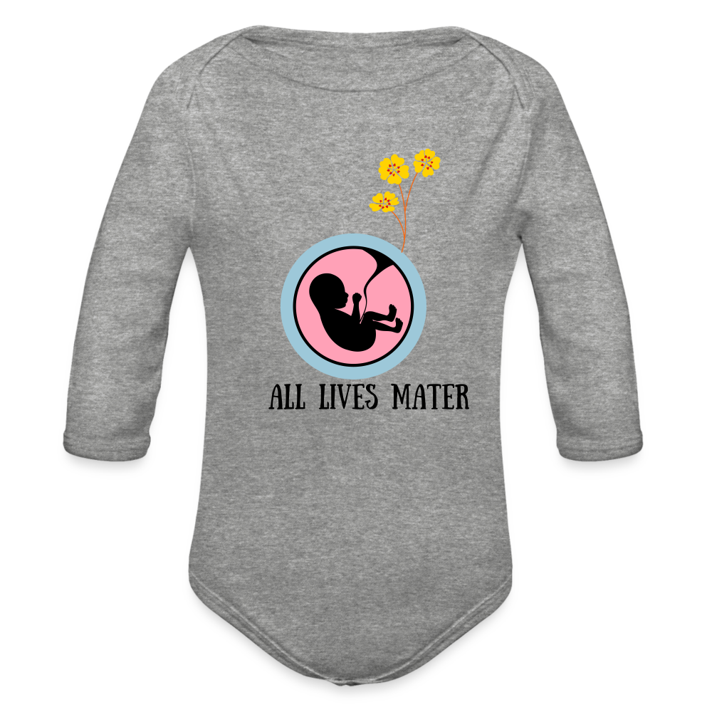 Organic Long Sleeve Baby Bodysuit heather grey