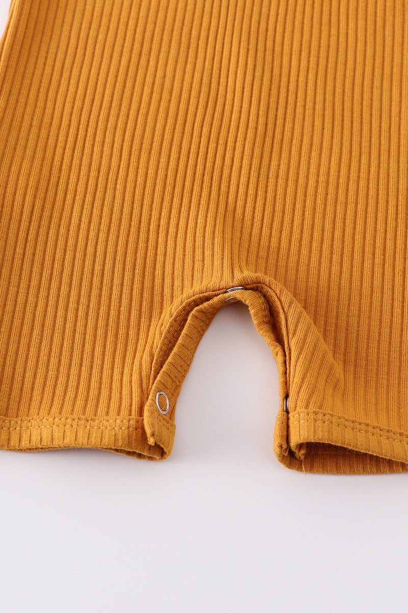 Mustard ribbed cotton baby sleeveless hoodie 18M