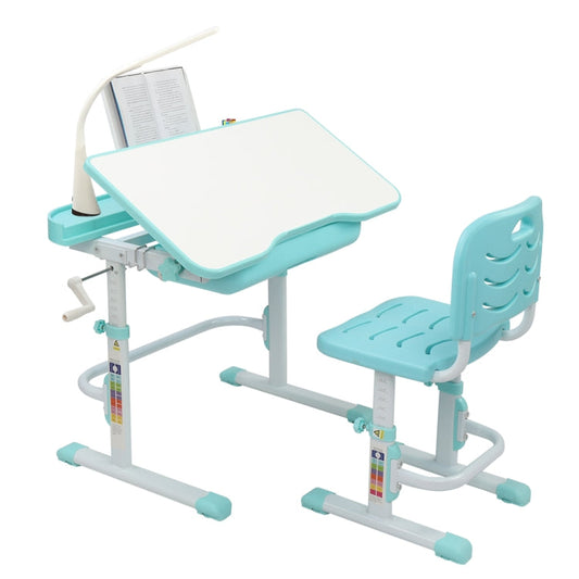 80cm Hand-cranked Lifting Top Can Tilt Children Learning Table And Chairs with