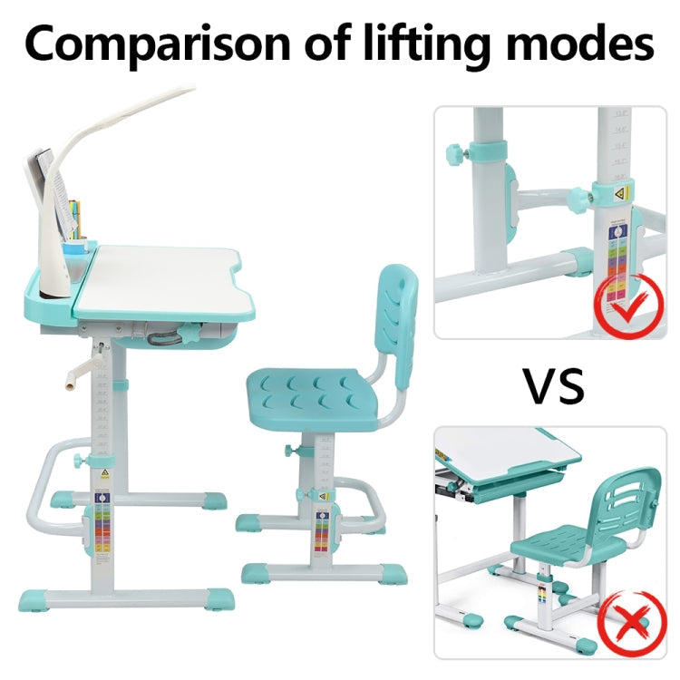 80cm Hand-cranked Lifting Top Can Tilt Children Learning Table And Chairs with