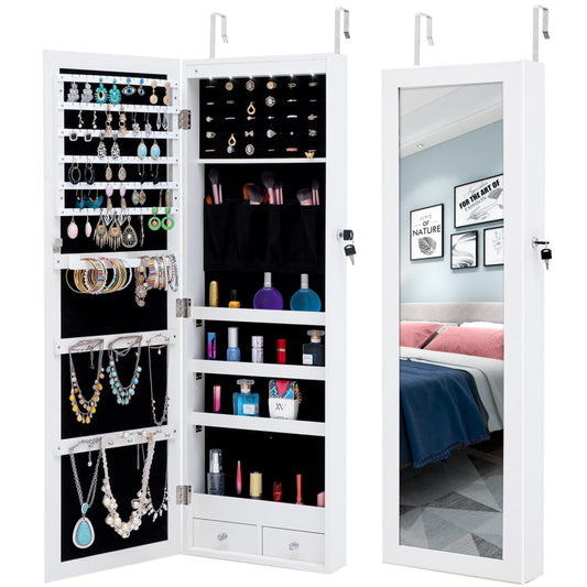 Fashion Simple Hanging Type Jewelry Storage Mirror Cabinet with LED Lights, Size: