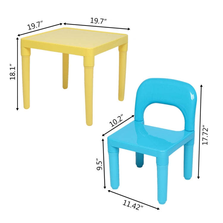 5 in 1 Children Plastic Table + 4 Chairs Set, Table Size: