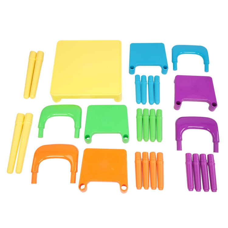 5 in 1 Children Plastic Table + 4 Chairs Set, Table Size: