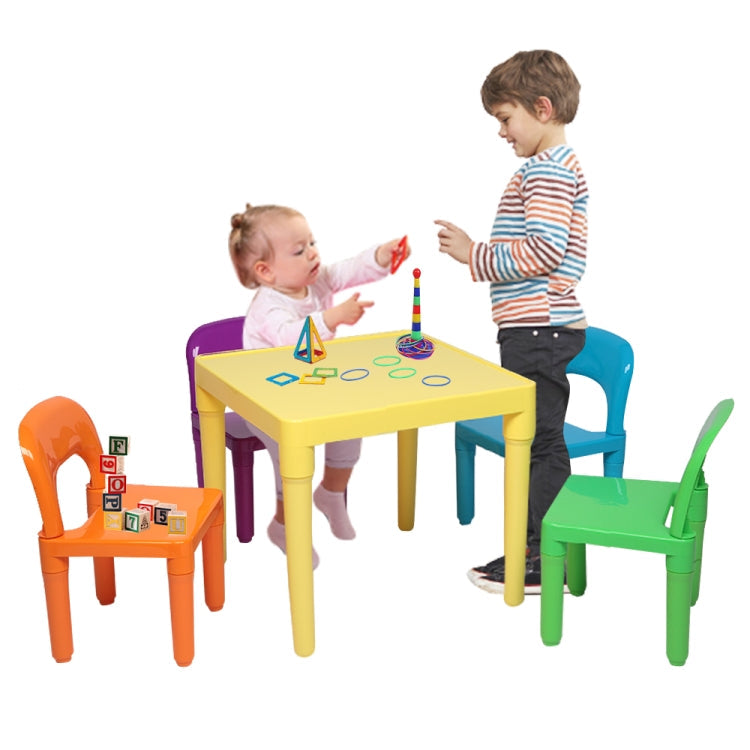 5 in 1 Children Plastic Table + 4 Chairs Set, Table Size: