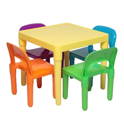 5 in 1 Children Plastic Table + 4 Chairs Set, Table Size: