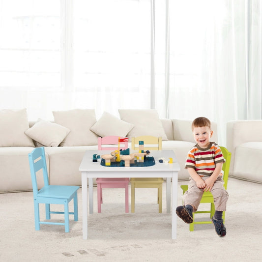 5 in 1 Wooden Children Table and Chair Set, Table Size: 24