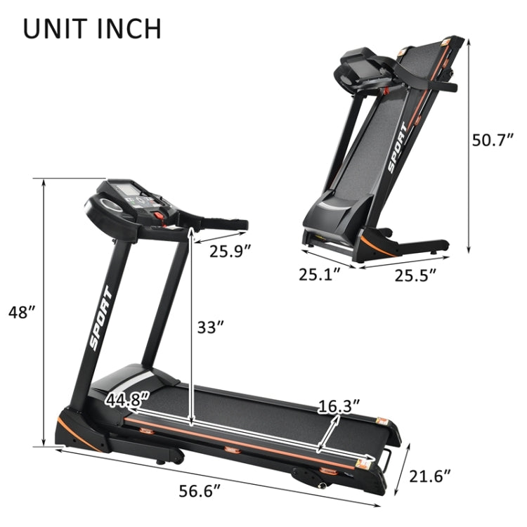 Folding Electric Treadmill with LCD Display, Speed: 14.8KM / H, US Plug