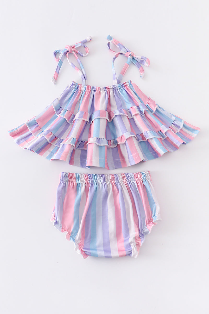 Purple stripe strap baby set